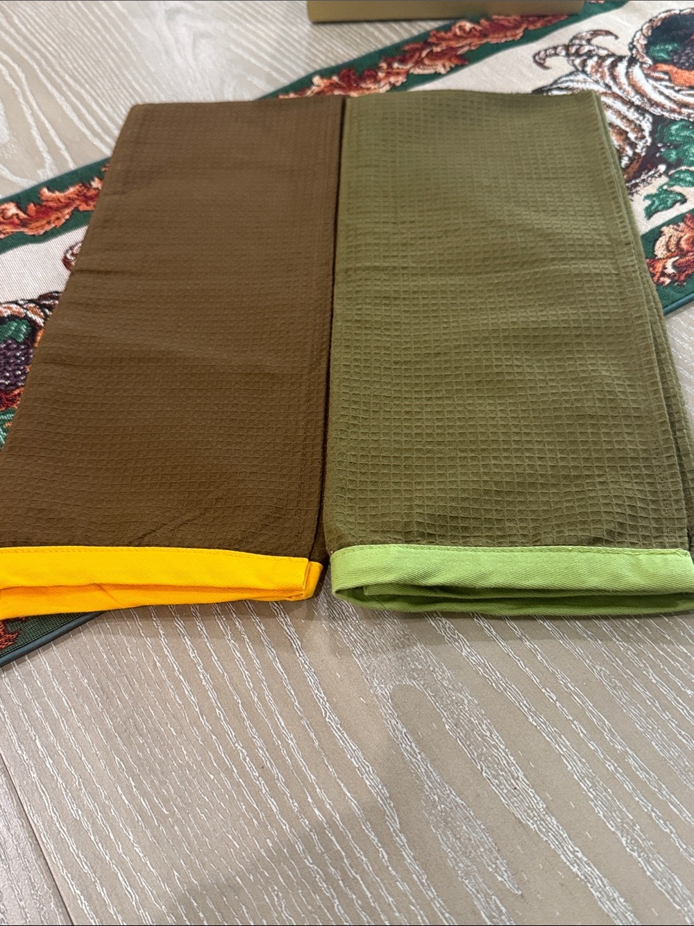 Embroidered Harvest & Blessing Kitchen Towels -Set of 2,Olive and Brown NWOT - Picture 2 of 7